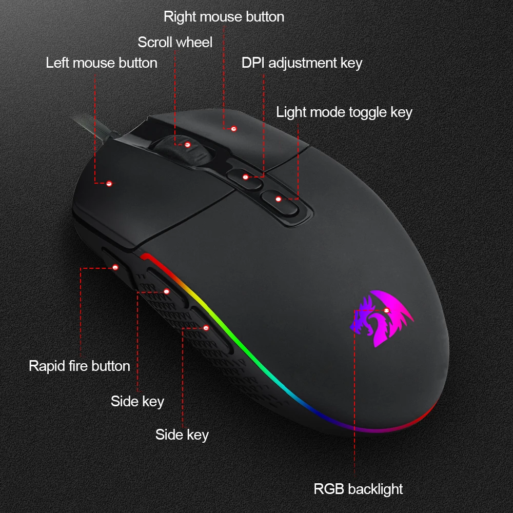 Redragon INVADER M719 RGB USB Проводная игровая мышь 10000 точек/дюйм программируемые игровые