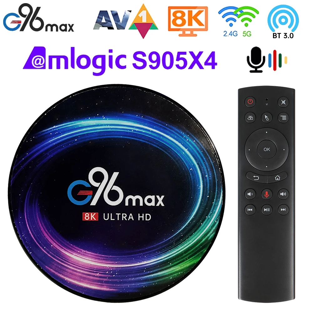 Приставка Смарт-ТВ G96Max Android 11 0 4 + 128 ГБ Amlogic S905X4 поддержка 8K Youtube Wifi BT | Электроника