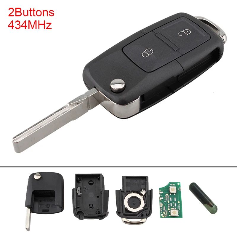 2 Buttons Keyless Uncut Flip Remote Key Fob with ID48 Chip 1J0 959 Fit for VW Beetle Bora Passat Polo Transporter T5 2002-2010 | Автомобили