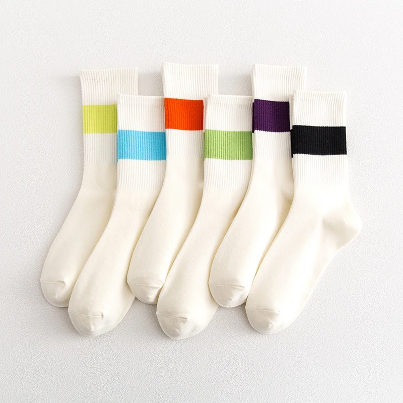 Socks Spring and Autumn ins pure cotton women's Solid Color Soft Fashion girls black white lolita funny korean colour all season