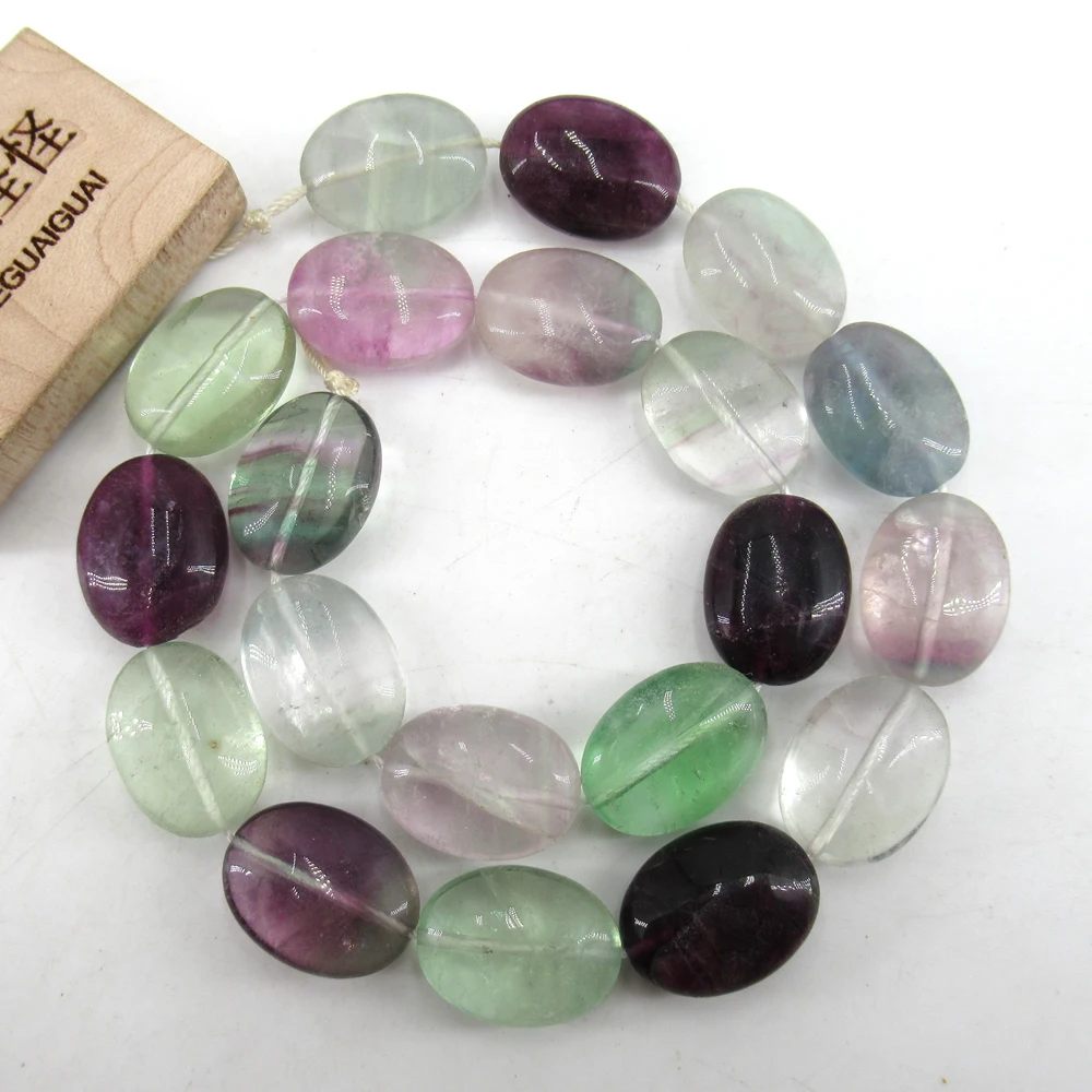 

APDGG Natural Green Fluorite Smooth Oval Gemstone Loose Beads 16" Strand Jewelry Making DIY