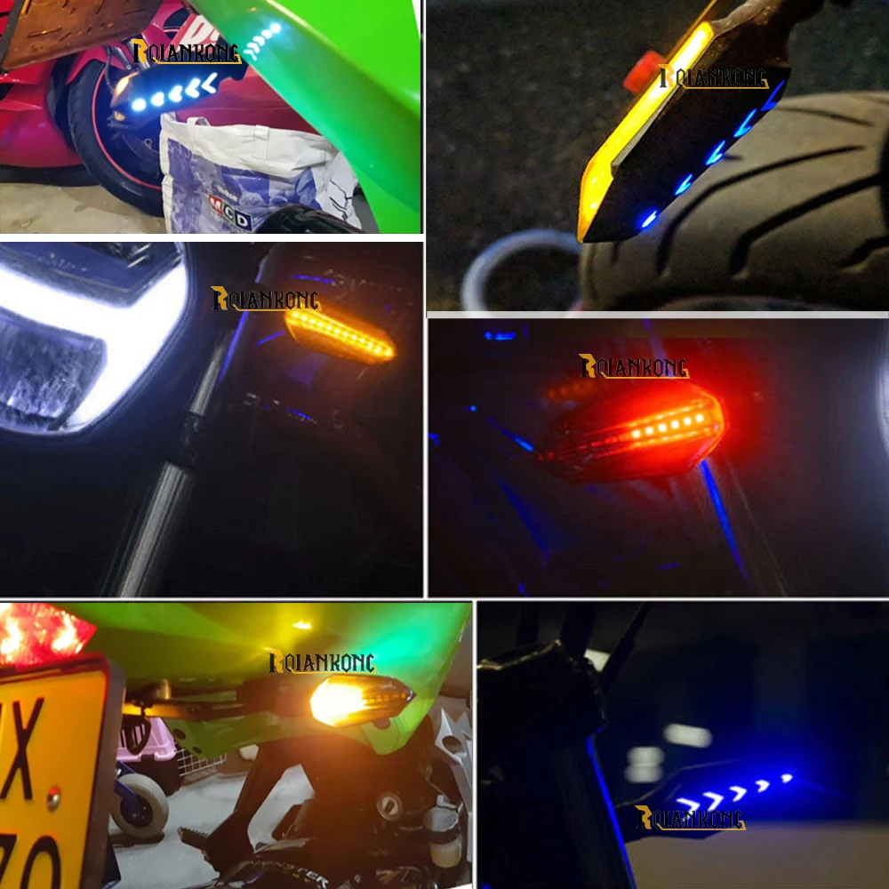 

2Pairs Motorcycle Turn Signal Lights Led Flashing Amber Flexible Stop Signals Rear Directions Cafe Racer Tail Light Motorcycle