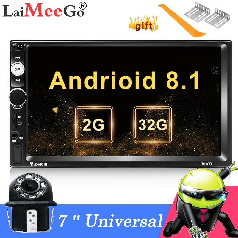 Автомобильный мультимедийный плеер Android 8 1 2 Din 7 '' Mirror link Bluetooth FM Wi Fi AUX GPS