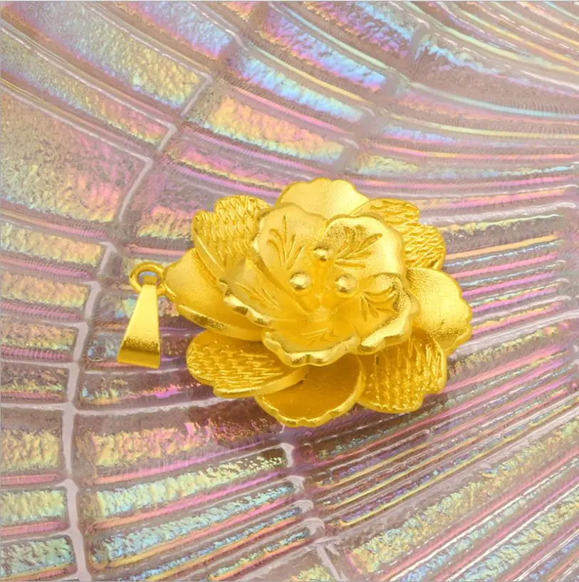 Подвеска в виде цветка с покрытием из желтого золота 24 к | Украшения и аксессуары