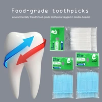 200pcs disposable double head plastic tooth floss hygiene dental interdental toothpick healthy for teeth cleaning oral care