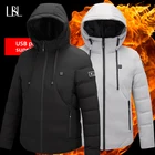 Мужская парка с подогревом, зимние уличные куртки с электроподогревом и USB, теплое Спортивное теплое пальто, хлопковая Мужская Утепленная ветровка с капюшоном, новинка