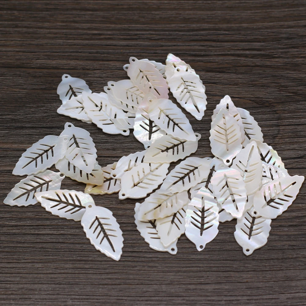 

10Pcs Natural Freshwater White Shell Pendant Leaf-Shaped Loose Beads For Jewelry Making DIY Necklace Earrings Accessory