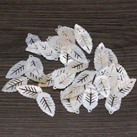 10pcs natural freshwater white shell pendant leaf shaped loose beads for jewelry making diy necklace earrings accessory