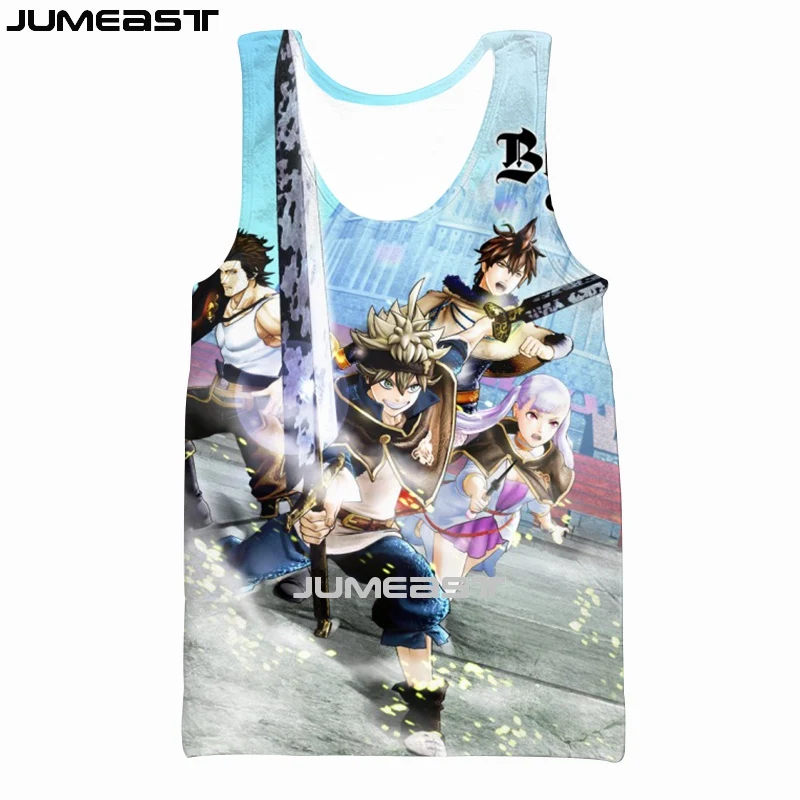 

Jumeast Men Women 3D Vest Anime Black Clover Streetwear Harajuku Oversized Short Sleeve Sport Pullover Summer Tank Tops Tees