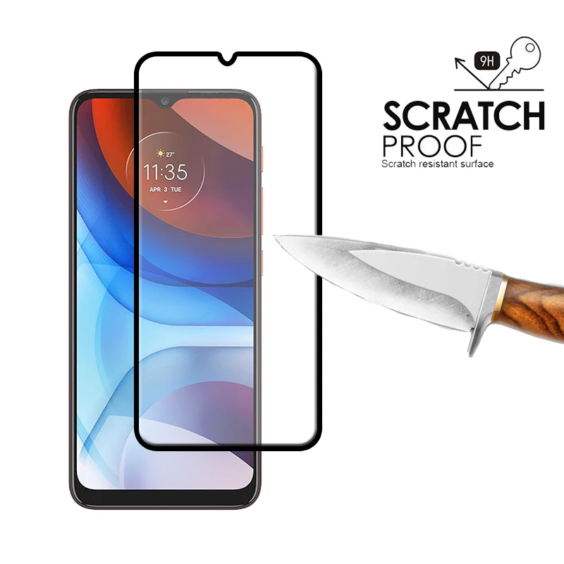 Protector de pantalla 4 en 1 para Moto, cristal templado con pegamento completo, para Moto E7-1