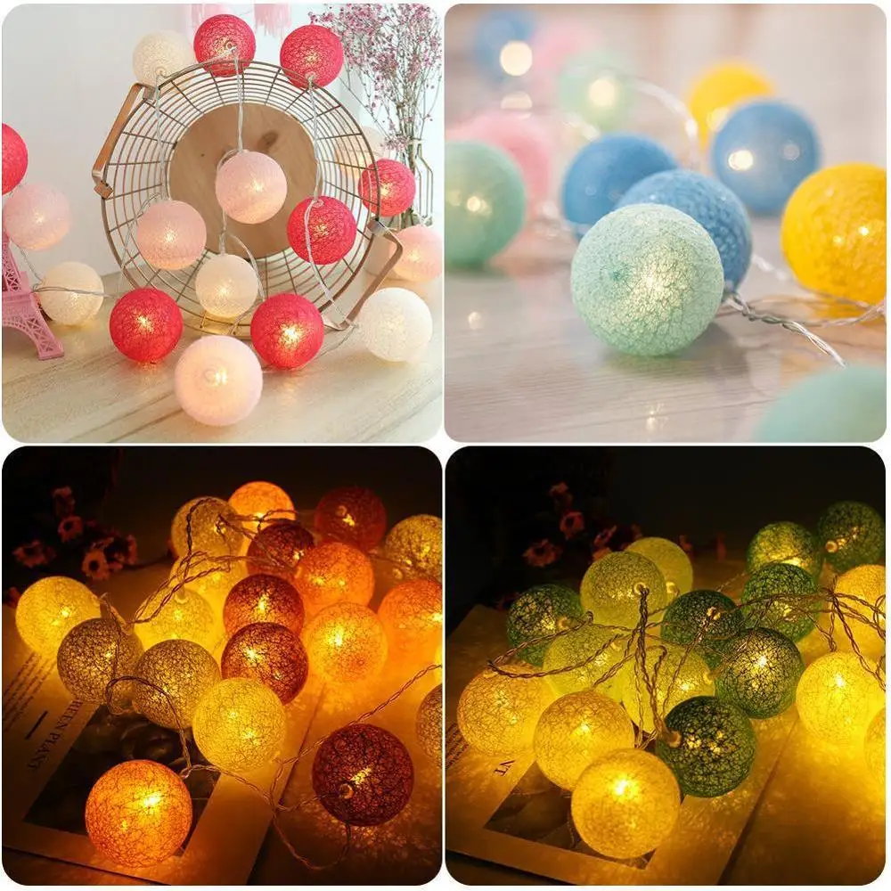 

Battery Type 20led Cotton Ball String Lights Christmas LED Christmas Lights Lights Lights Tree Red Lantern Net String Decor G4O3