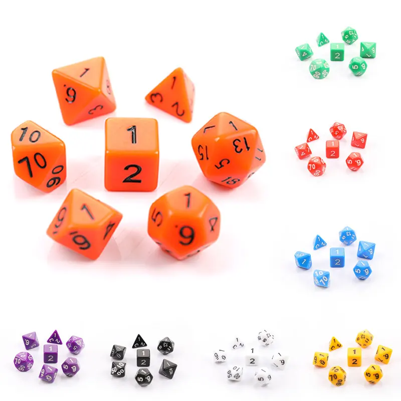 

7pcs Dice Set with Velvet Dice Bag D4,D6,D8,D10,D10 D12,D20 Colorful Accessories