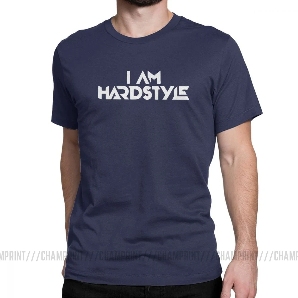 I Am Hardstyle Мужская Футболка Music Defqon Hardcore Dance DJ Techno Club Вечерние EDM футболка с коротким рукавом топы из хлопка - Цвет: Тёмно-синий