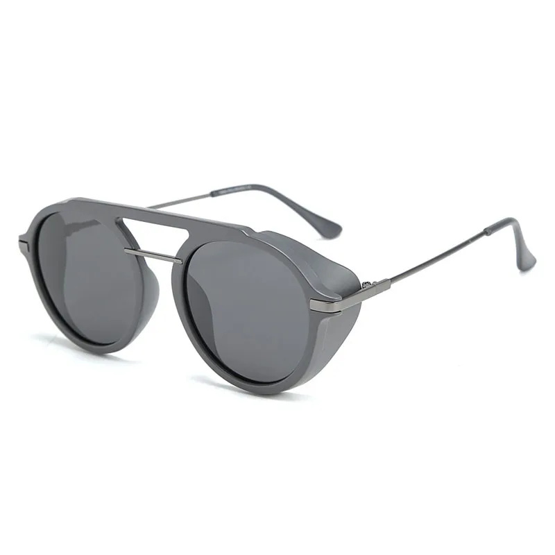 2019 солнцезащитные очки в стиле стимпанк для мужчин двойной луч Круглые