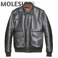 akoosun genuine cowhide leather jacket men clothing 2021 autumn coat man flight suit retro mens clothes hommes veste lxr553