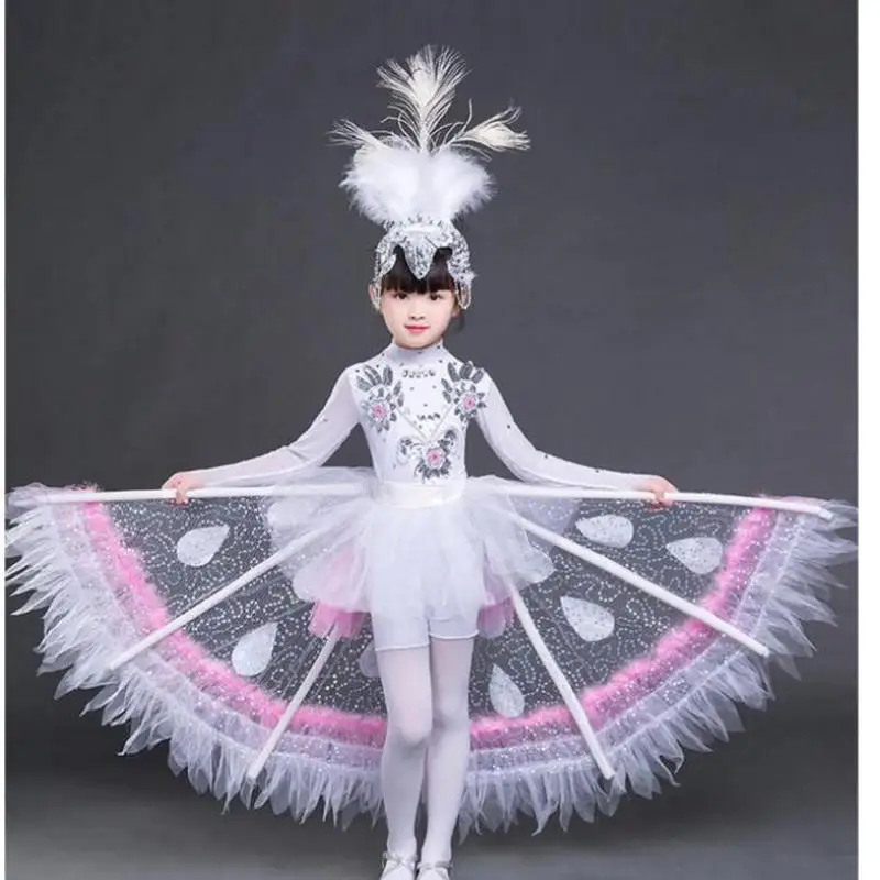 Girls Dance Costumes Kindergarten National Dancing Uniform Elegant Carnival Peacock Stage Performance Clothing Halloween | Тематическая