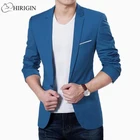Мужские корейской slim fit Модный хлопковый Блейзер пиджак черного и синего цвета размера плюс м до 3XL мужские пиджаки мужские пальто на свадьбу
