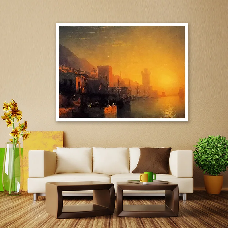 diy painting by numbers ivan constantinovich aivazovsky rhodes academism landscape dencorative paint adult hand drawing | Дом и сад