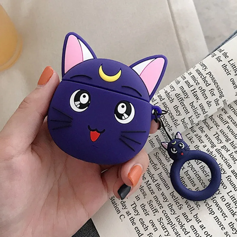 PP Чехол для Airpods с изображением кота Сейлор Мун, милый чехол для наушников с Bluetooth для Air pods, чехол для наушников, силиконовый чехол для зарядки - Цвет: PP