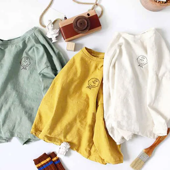 Весенняя футболка из чистого хлопка топ с длинными рукавами для девочек Одежда