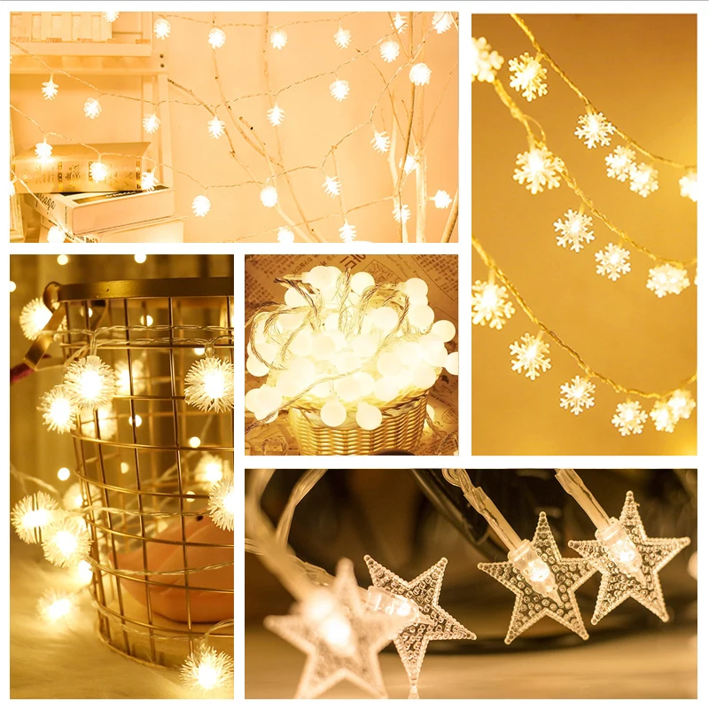 

ball star snowflake led string lights holiday decoration lamp Festival Christmas outdoor lighting for hoom room wedding garden