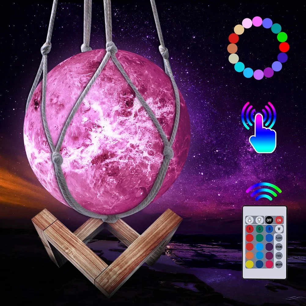 

LED Night Light 3D Print Moon Lamp Rechargeable Color Change 3D Light Touch Moon Lamp Children's Lights Night Lamp for Home