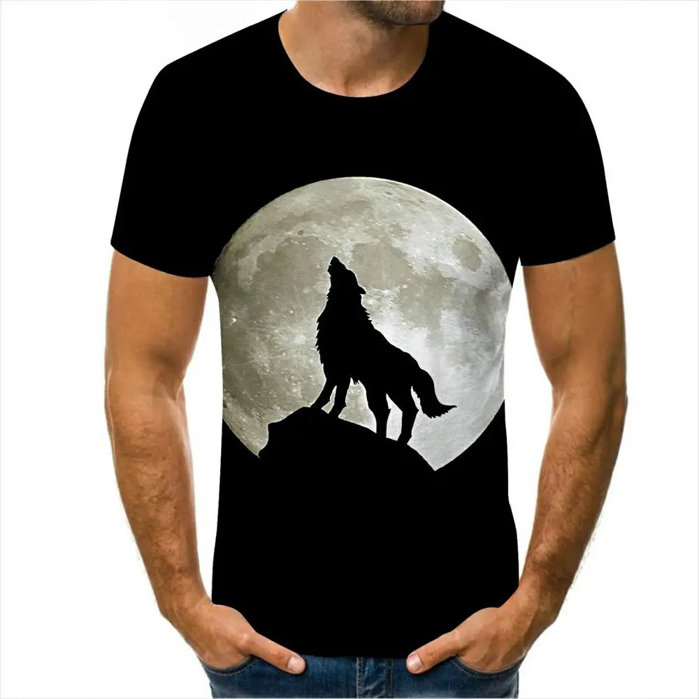 Футболка с 3D-принтом животного и названием волка летняя модная повседневная