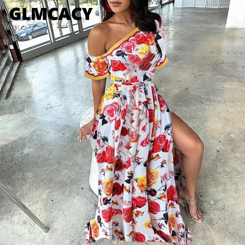 Женское платье макси с открытыми плечами и коротким рукавом сексуальное пляжное