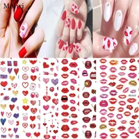 morixi nail art sticker with back glue adhesive cute love heart sexy lipprint 3d manicure beauty decoration nail decals wg048