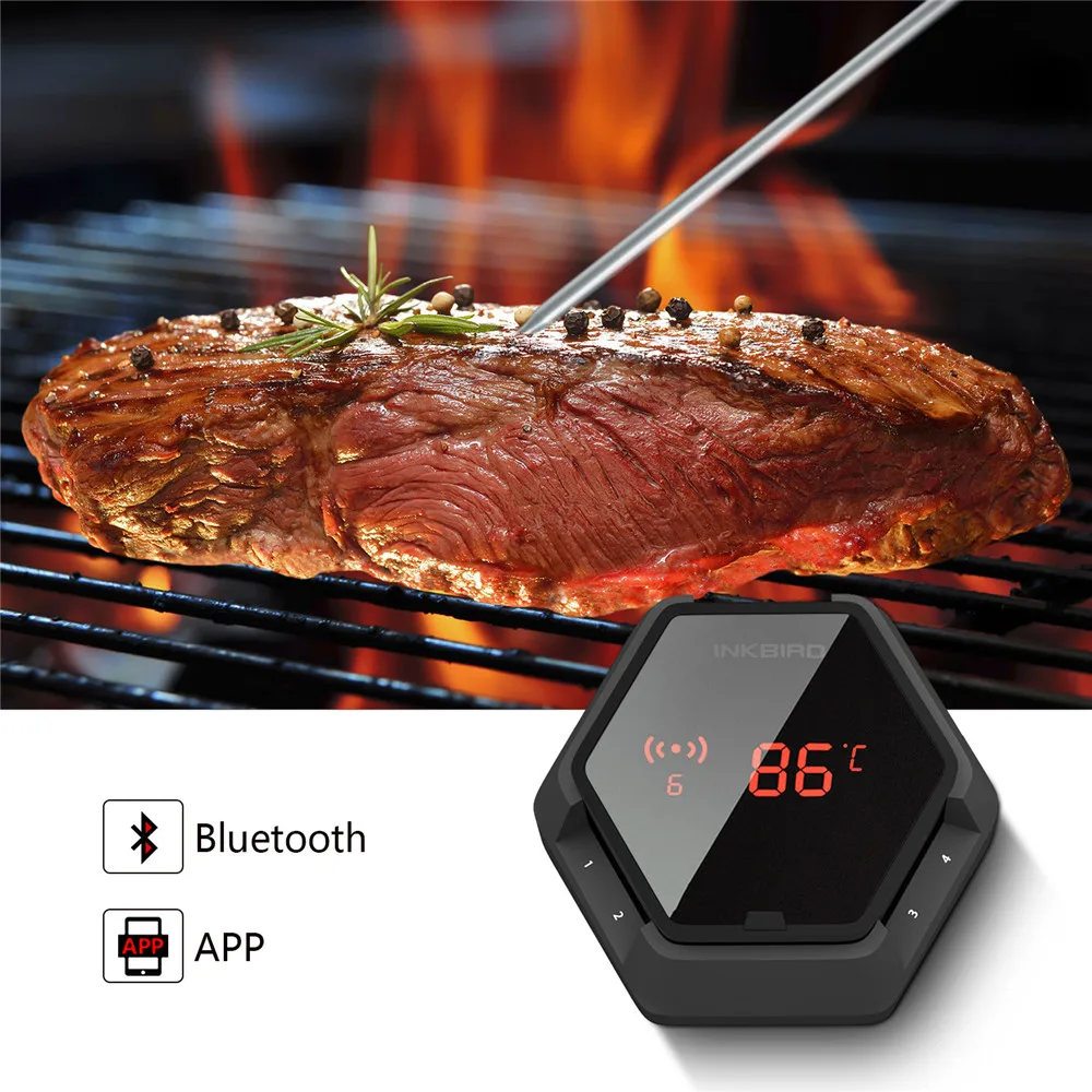 Inkbird IBT-6XS, для приготовления пищи, Bluetooth, беспроводной, для барбекю, цифровой термометр, магнит и USB, Перезаряжаемый для духовки, мяса, гриля, курения, барбекю