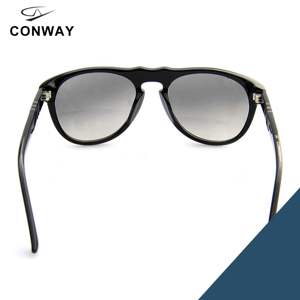 Классические солнцезащитные очки CONWAY для мужчин и женщин, очки для вождения, защита от ультрафиолета, ацетат, большая оправа, гибкие дужки, фирменный дизайн, черная Гавана