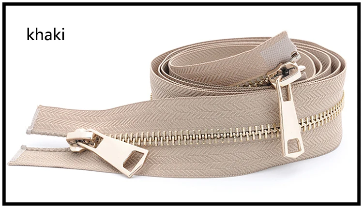 khaki 2 шт. Meetee 5# металлическая молния 120 см двойные ползунки открывающиеся молнии для шитья пуховая куртка пальто аксессуары для одежды DIY Портной ремесло - Цвет: khaki