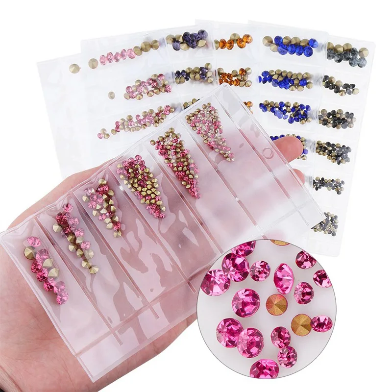 6 балок/упаковка DIY украшения для ногтей чешские хрустальные стразы конус обратно