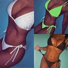 Купальник женский Блестящий с высокой талией, комплект бикини с чашками пуш-ап, открытый бандажный купальный костюм с лямкой на шее