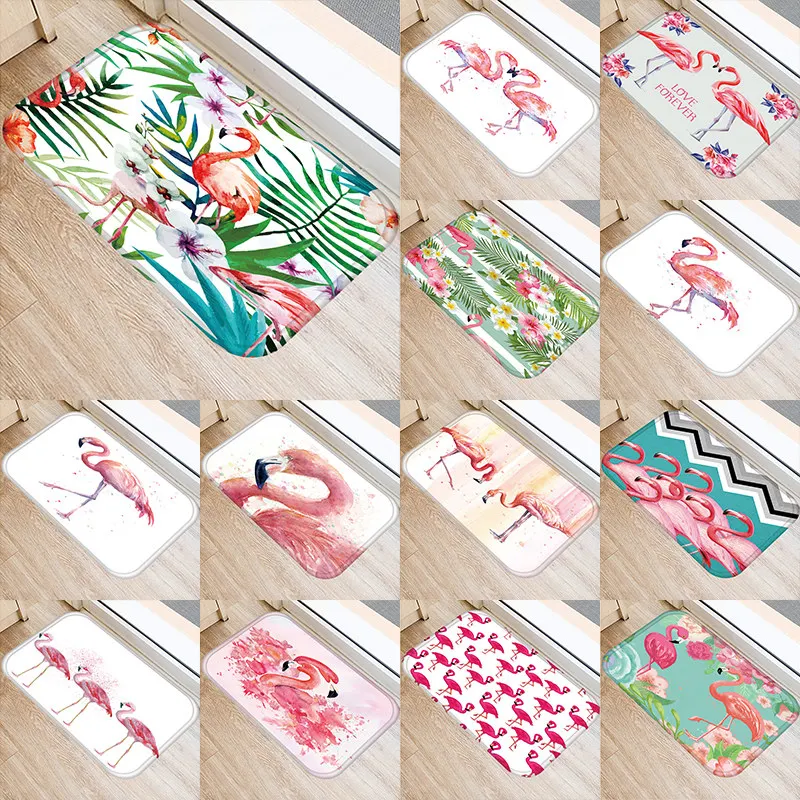 Коврик для гостиной Розовый Элегантный многоразовый моющийся коврик с Фламинго