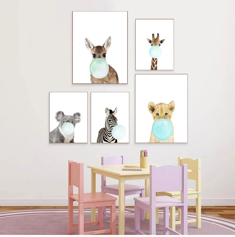 Детское животное Зебра жираф холст постер Настенная картина для детской комнаты