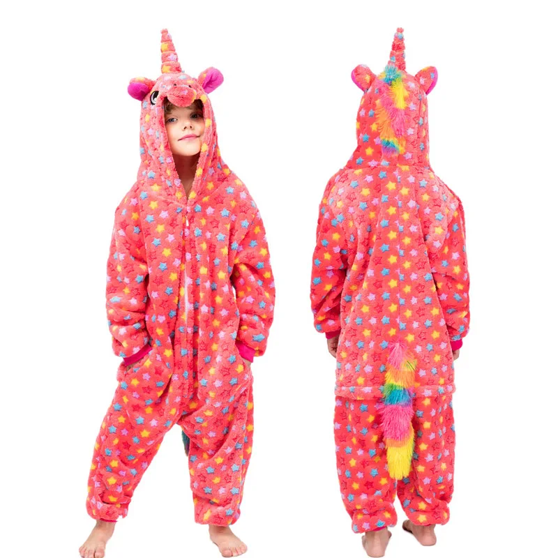 кигуруми детские пижамы для мальчиков девочек Onesies фланелевые животные единорог