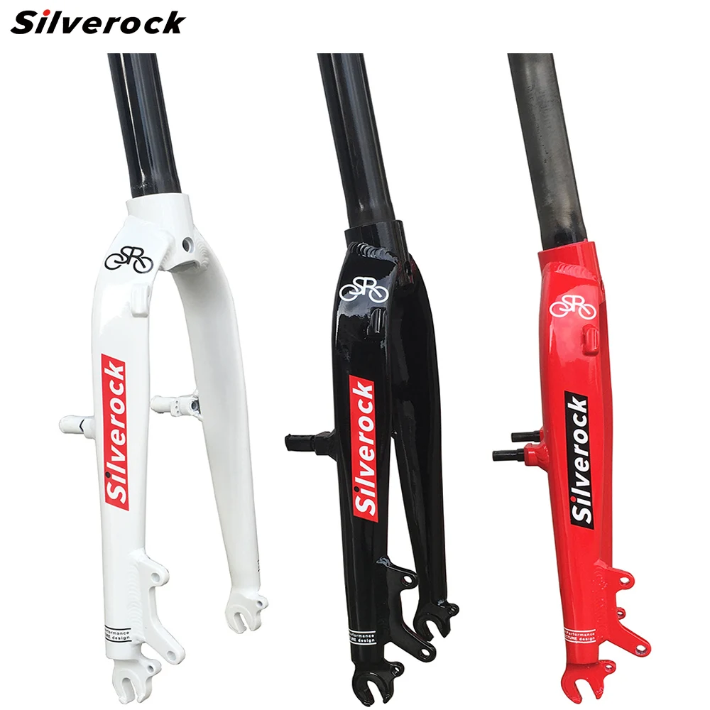 SILVEROCK Велосипедная вилка 2" алюминиевая жесткая прямая для 20 дюймов 406 451 Minivelo Складная велосипедная Рама дисковая V тормозная велосипедная часть