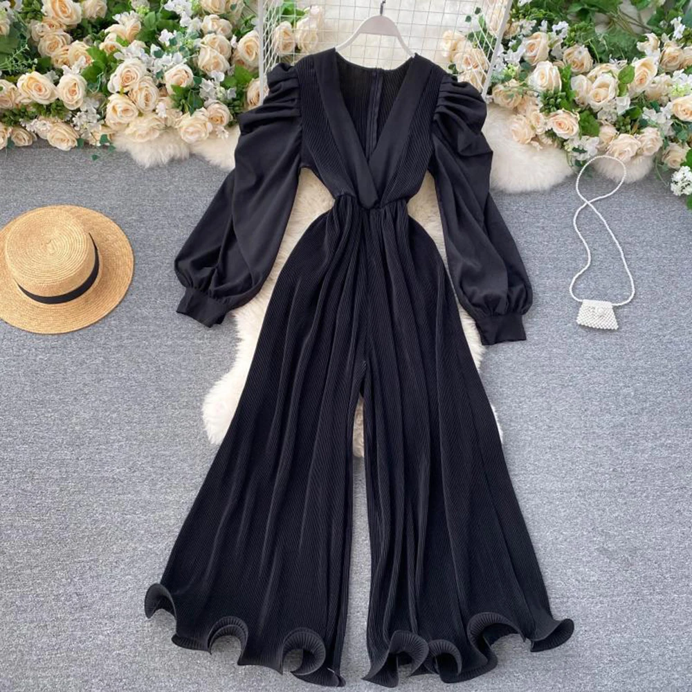 Streetwear White Sexy Loose Jumpsuit Women Overalls Rompers Long Sleeve Solid Spring Summer Womens Jumpsuit