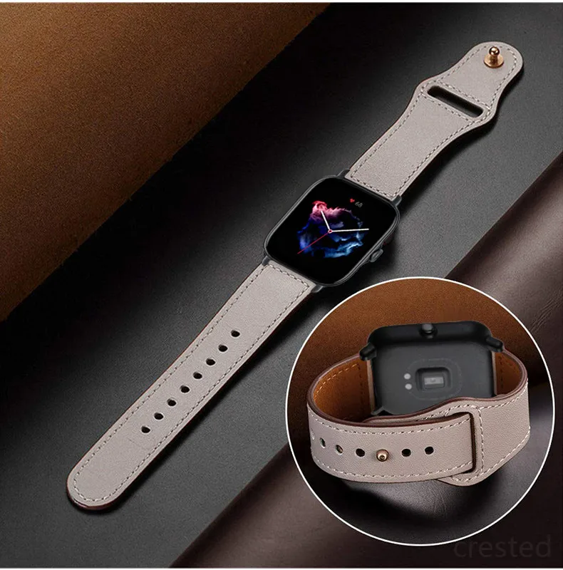 Кожаный ремешок для смарт-часов Amazfit GTS/2/2e/3/GTS2 Mini/GTR/3/Pro/GTR2/47 мм/42 мм/stratos bip 20 мм/22 мм |