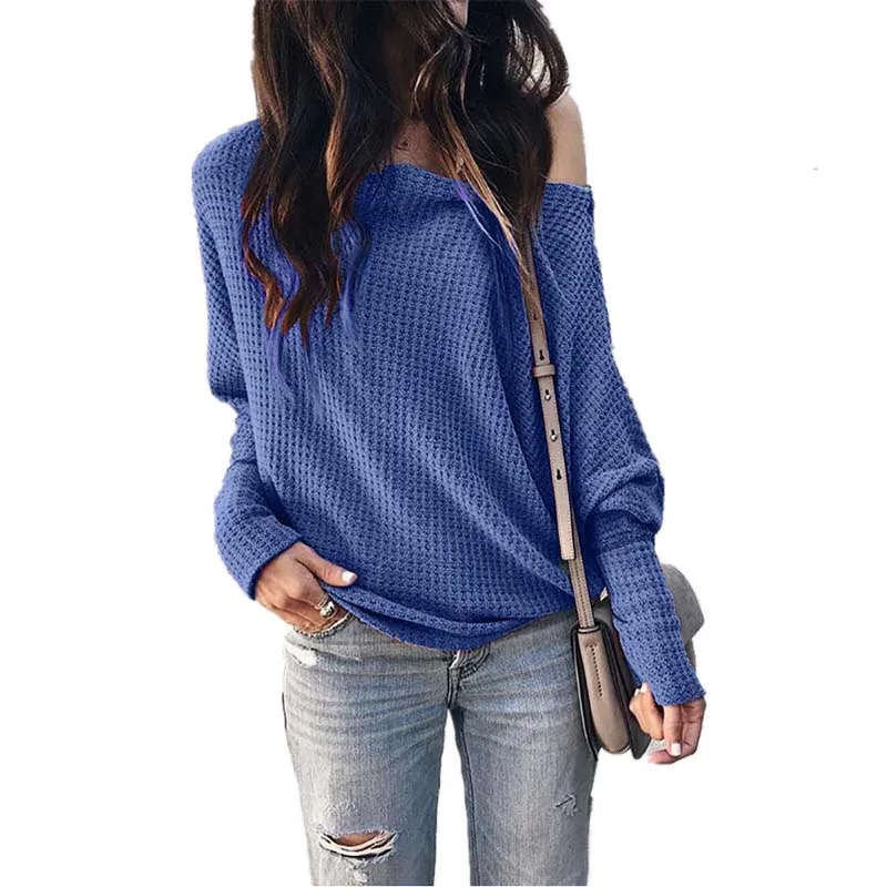 

Autumn Winter Sweater Jumper Women Off Shoulder Sweater Ladies Long Sleeve 2020 Warm Loose Knitted Sweater Pullover Women Jumper