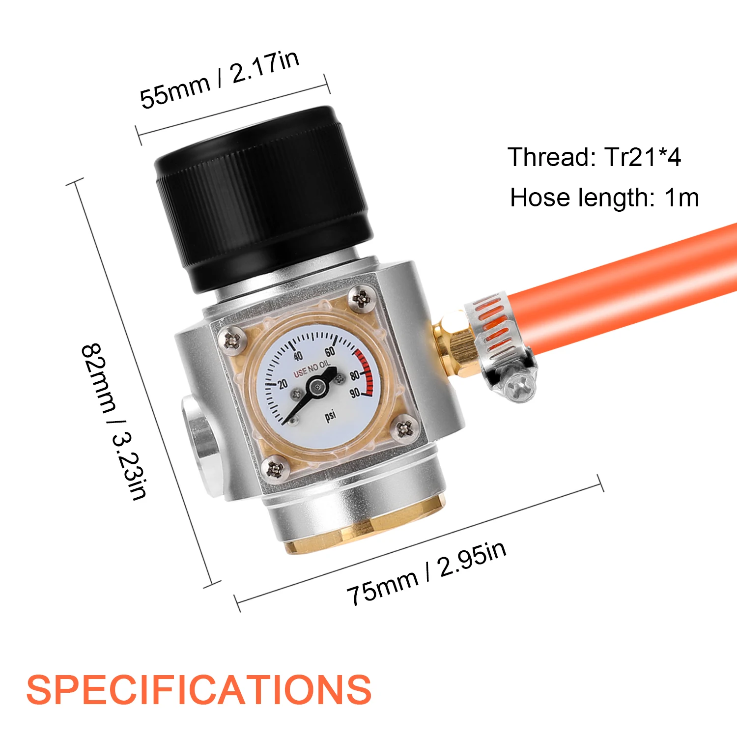 

CO2 Mini Gas Charger 0-90 PSI Gauge for Soda Water Beer Kegerator