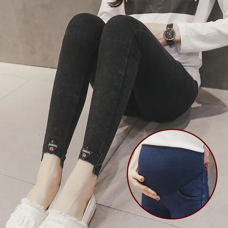

Maternity Jeans New Pregnant Clothing Small Feet Elasticity Pregnancy Clothes Pants Abdomen Cowboy Trousers Vestidos Enceinte