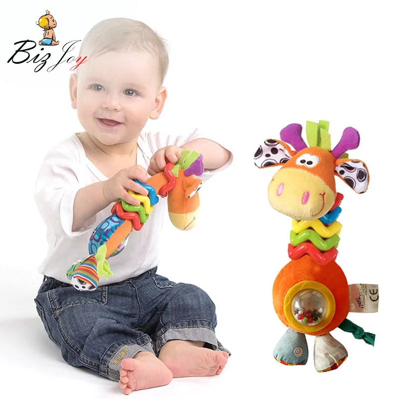 Детские погремушки 22 см милый плюшевый жираф бусины в виде животных детская