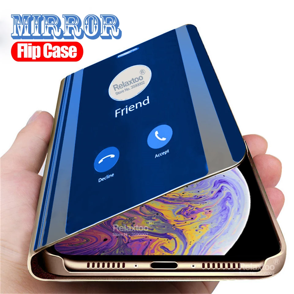 Зеркальный кожаный флип-чехол для iphone X XS Max XR чехол-книжка с подставкой apple 6 7 8 plus