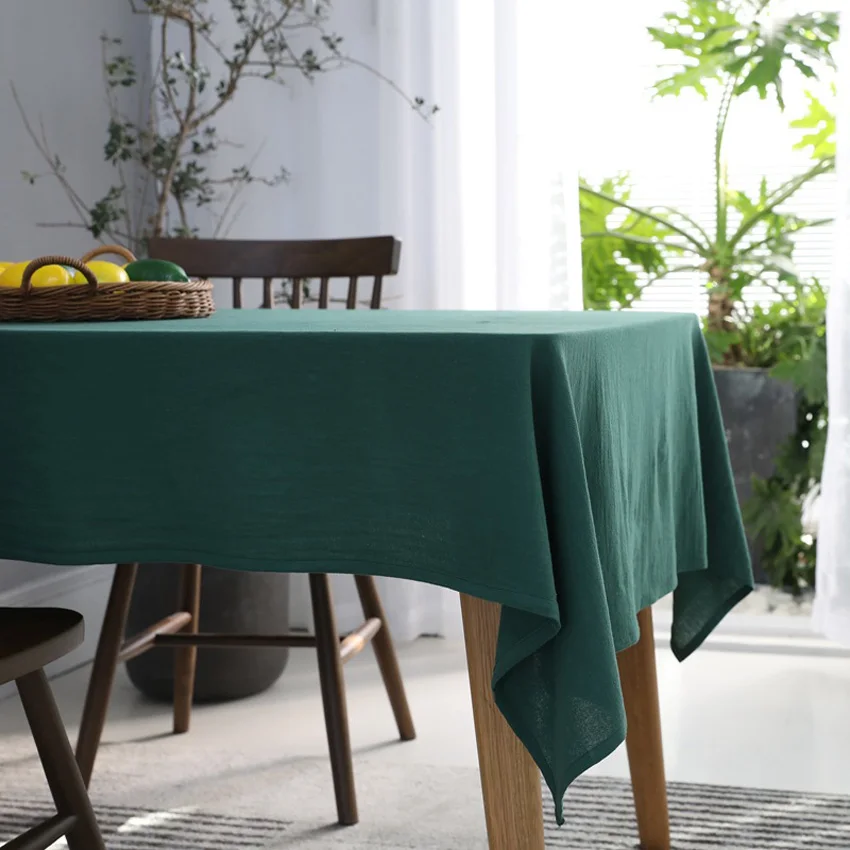 

Однотонная скатерть в скандинавском стиле, домашний чехол для журнального столика в японском стиле, скатерть для обеденного стола, темно-зе...