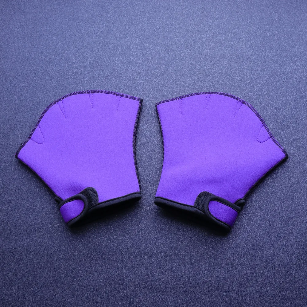 

1 Pair Swimming Half Finger Webbed Aquatic Fit Traning Paddle Diving (Purple, Size)