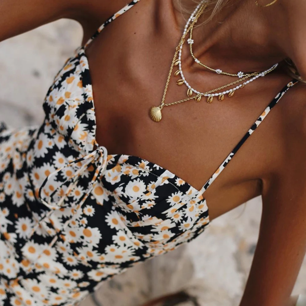 2020 летнее пляжное платье элегантное винтажное кавайное желтое Цветочное