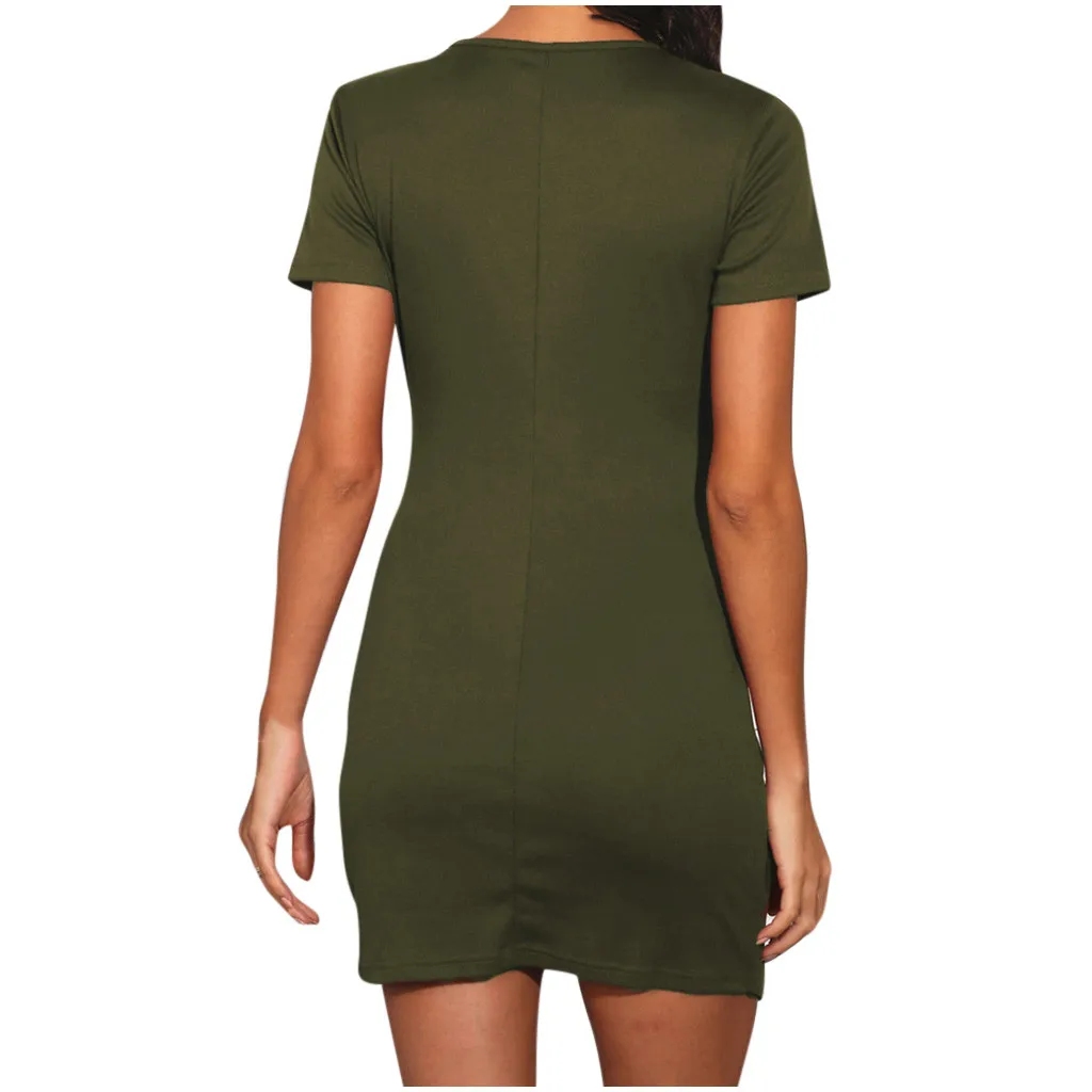 Женское Элегантное летнее платье с v образным вырезом модные однотонные платья