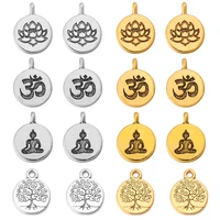 30pcs zinc alloy charms pendant 3d yoga buddha lotus flower patterns 19 5x14 5mm for diy jewelry making pendant accessories